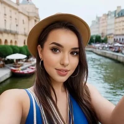 AI generated video: image of a woman with a thoughtful expression, covering half of her face with her hand, pure red bac...