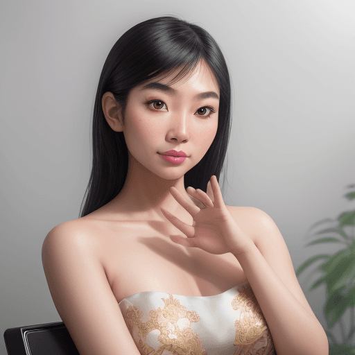 AI generated: Social media influencer photoshoot, Asian beauty standards, natural pose, hyperrealistic, photoreali...