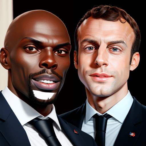 AI generated: Hyper realistic selfies of the blend of kery james and emmanuel macron