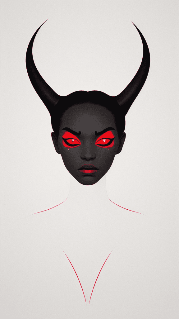 AI generated: (best quality,ultra-detailed,realistic:1.2) demonic, clean lines, minimalist artwork, vibrant color ...