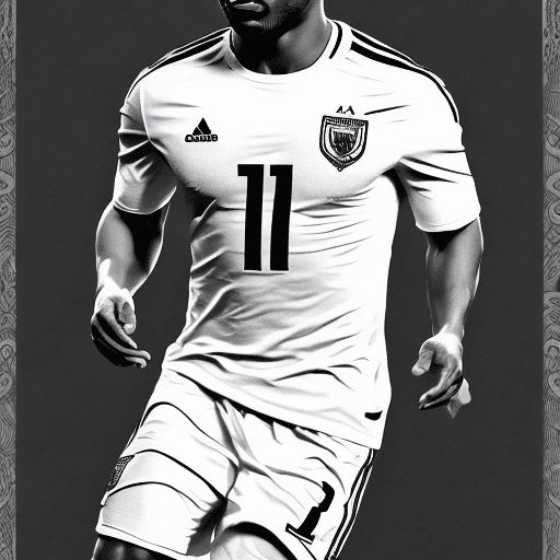 AI generated: coloring page for adults, footballer image Ulisses Garcia show face too, white background, clean lin...