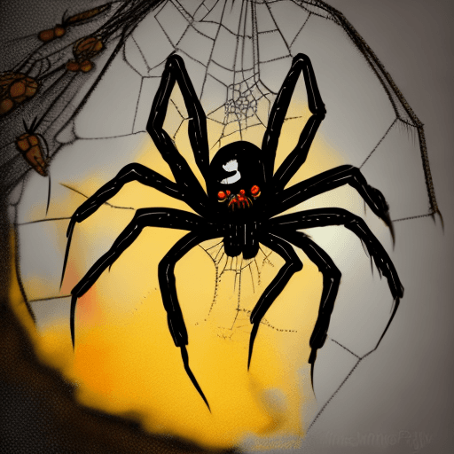 AI generated: 2D spider sitting on its web, letting off steam. Halloween style