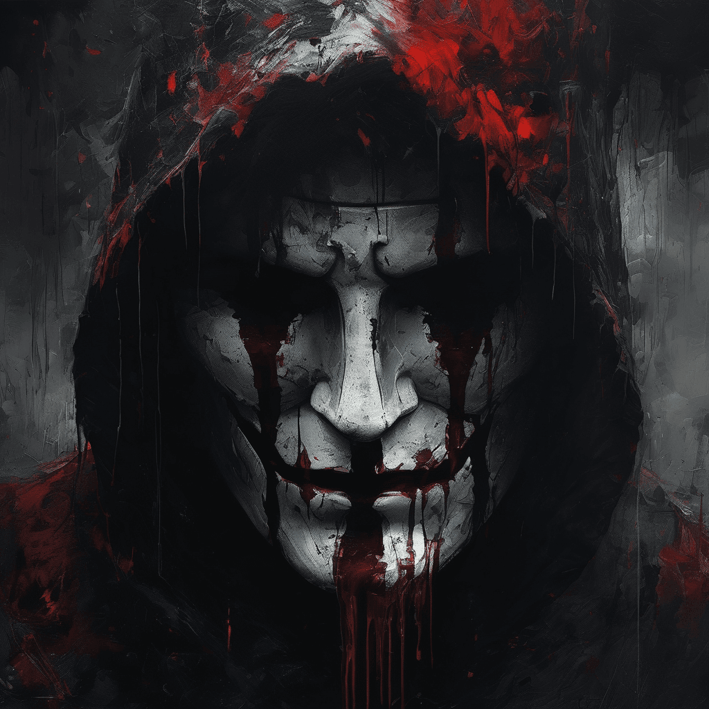 AI generated: I tried to be good, bloody, no face, broken soul, brutal epic composition, elegant, calm, digitally ...