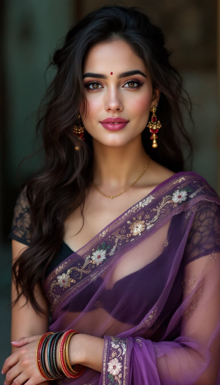 AI generated: Jennifer Connelly ,24-30 years old, Indian hair style,trying to love, inhaled chest,wide open eyes, ...