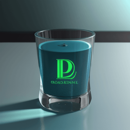 AI generated: 3d blue letters GP inside a green glass logo