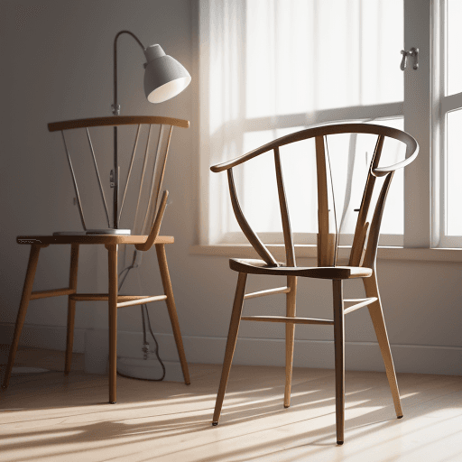 AI generated: create a photorealistic image showcasing the timeless elegance of the wegner wishbone chair, Use a L...