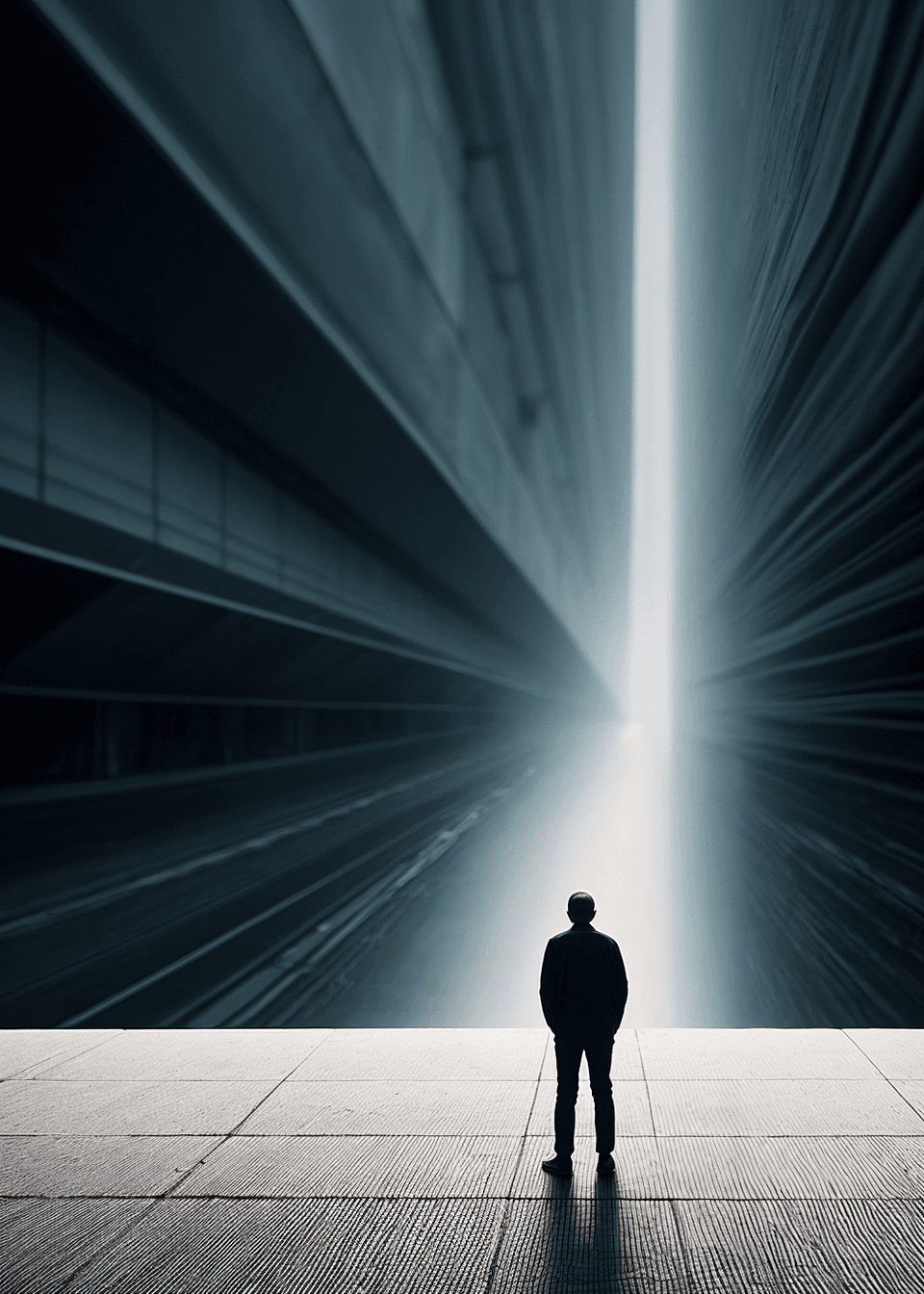 AI generated: a person standing at the edge of reality