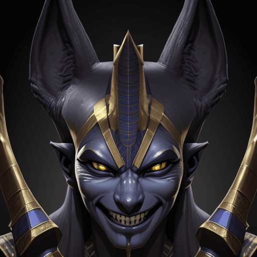 AI generated: a close up of a person with a sword, fantasy art smug smile man, creepy evil smile, evil smile, anub...
