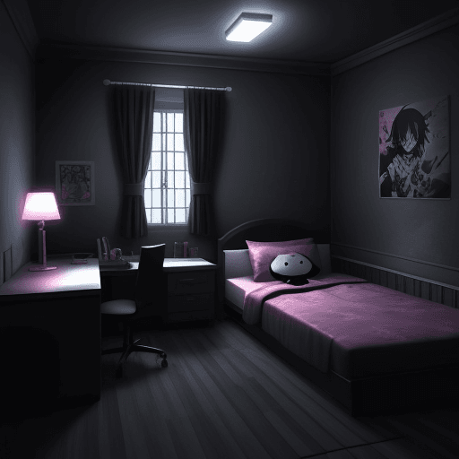 AI generated: room, anime style , dark night