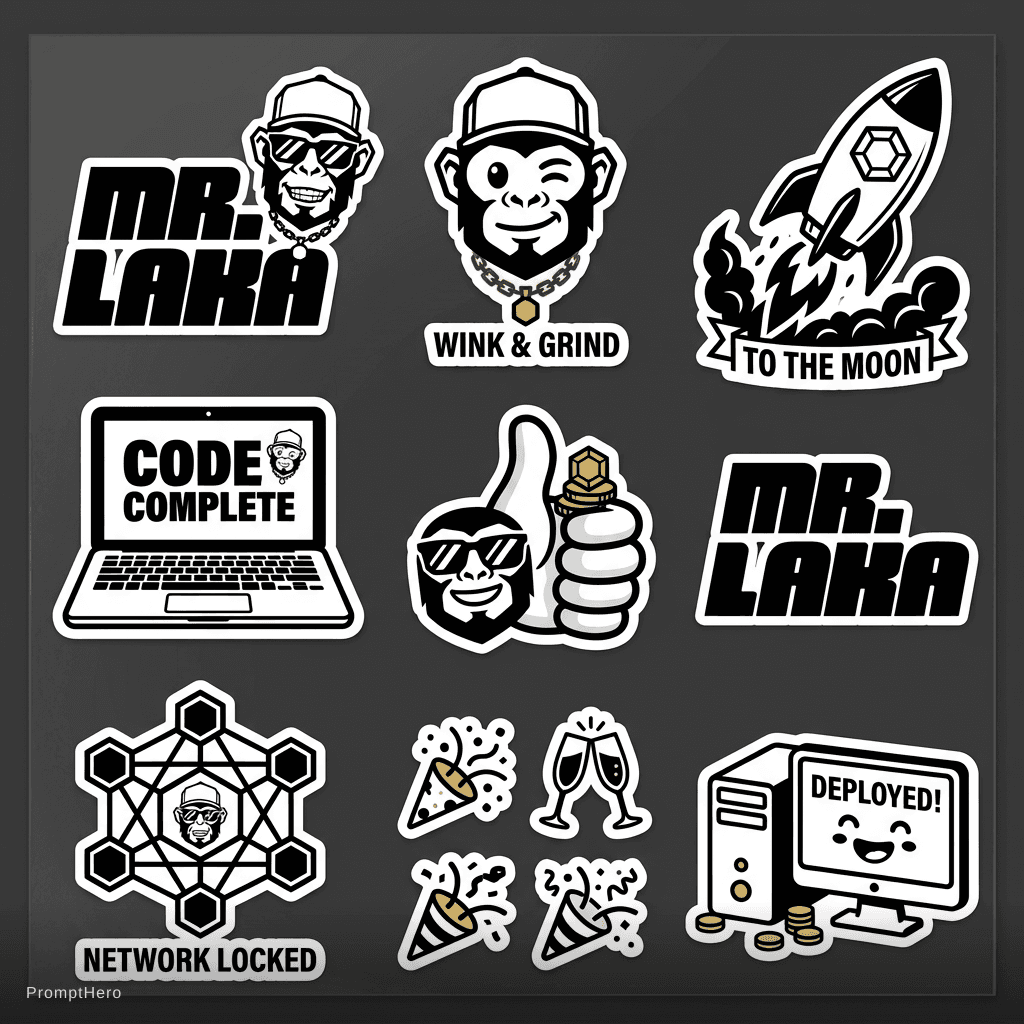 AI generated: tech startup stickers based on the uploaded logo, rocket ships, laptops, celebration emojis, modern ...