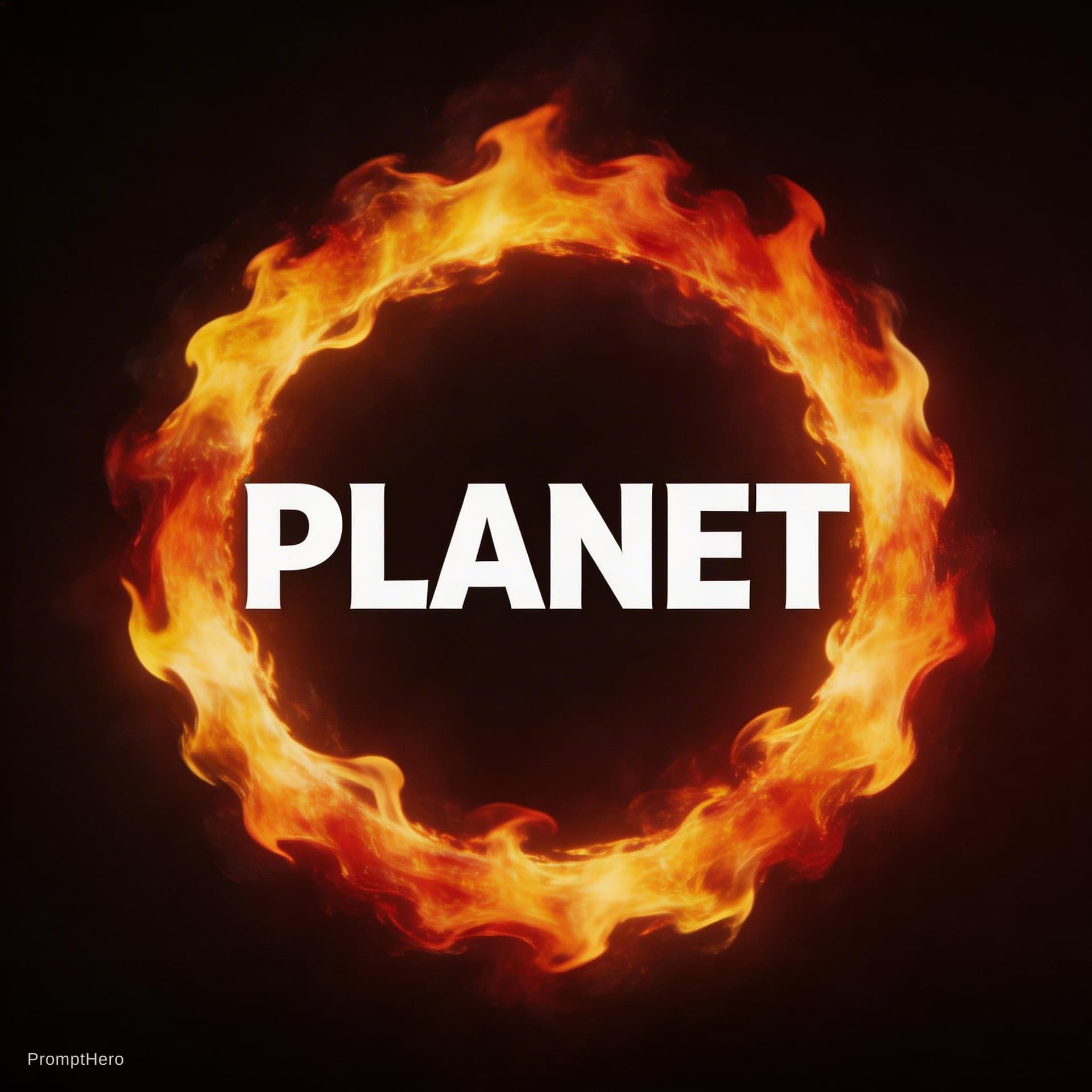 AI generated: A fire symbol surrounding the word Planet.