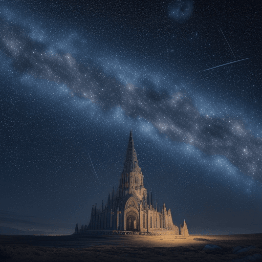AI generated:  High resolution star design, dreamy bright starry sky, a new star rising, meteors streaking across ...