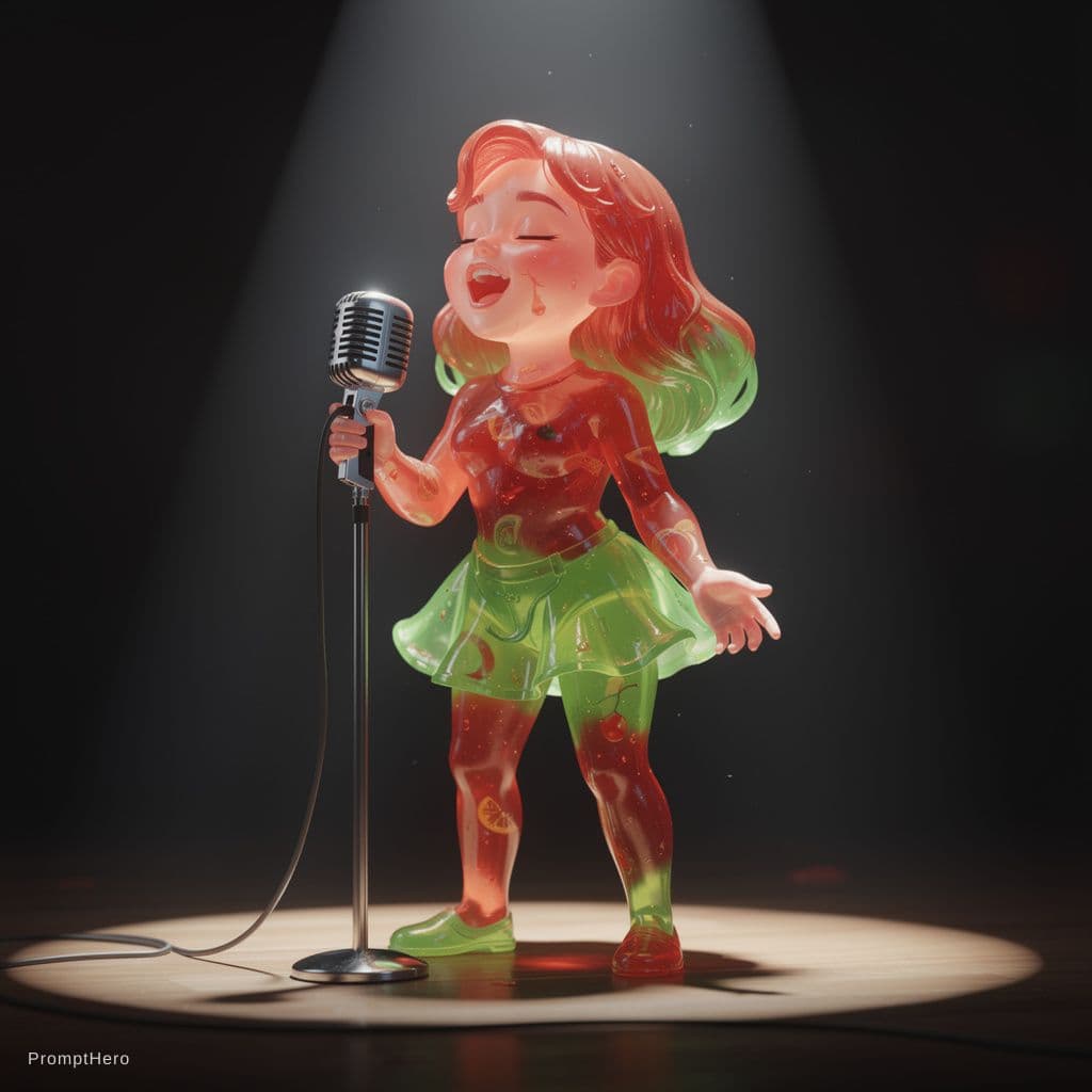 AI generated: jello girl singing a song