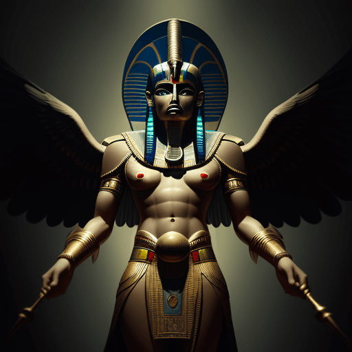 AI generated: The Egyptian god Horus exasperates his wrath against man. Sinister. photorealistic. cinematic. full ...
