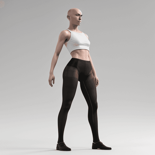 AI generated: a human with white background,  no background, bald hair, black tights, full body, hyper realism, hi...