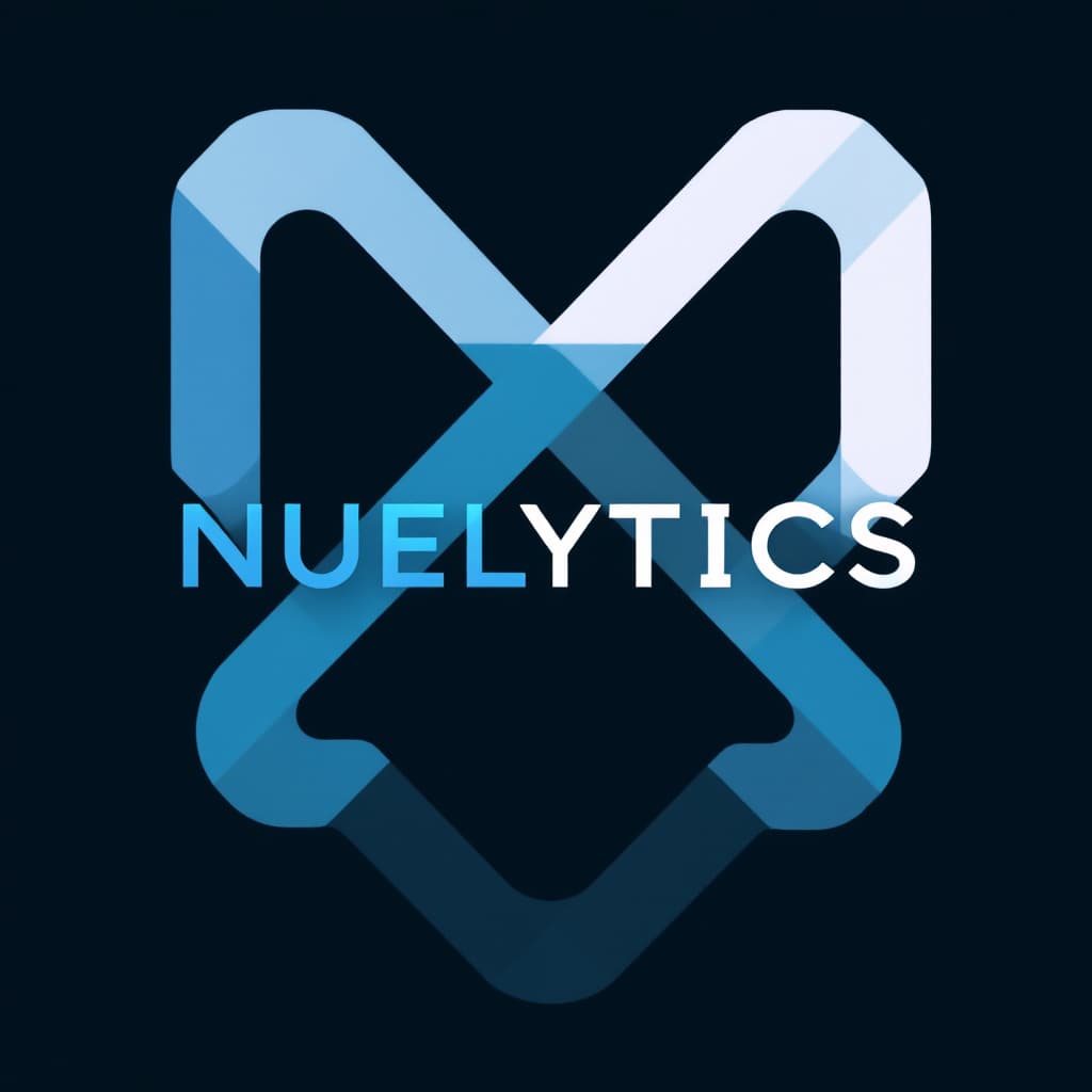 AI generated: Logo for a digital marketing agency named "NUELYTICS" using the word N use blue and background must ...