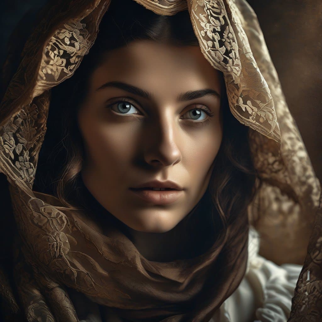 AI generated: portrait of a girl, In the style of drawings, drawings, prints, (Leonardo di ser Piero da Vinci); (M...