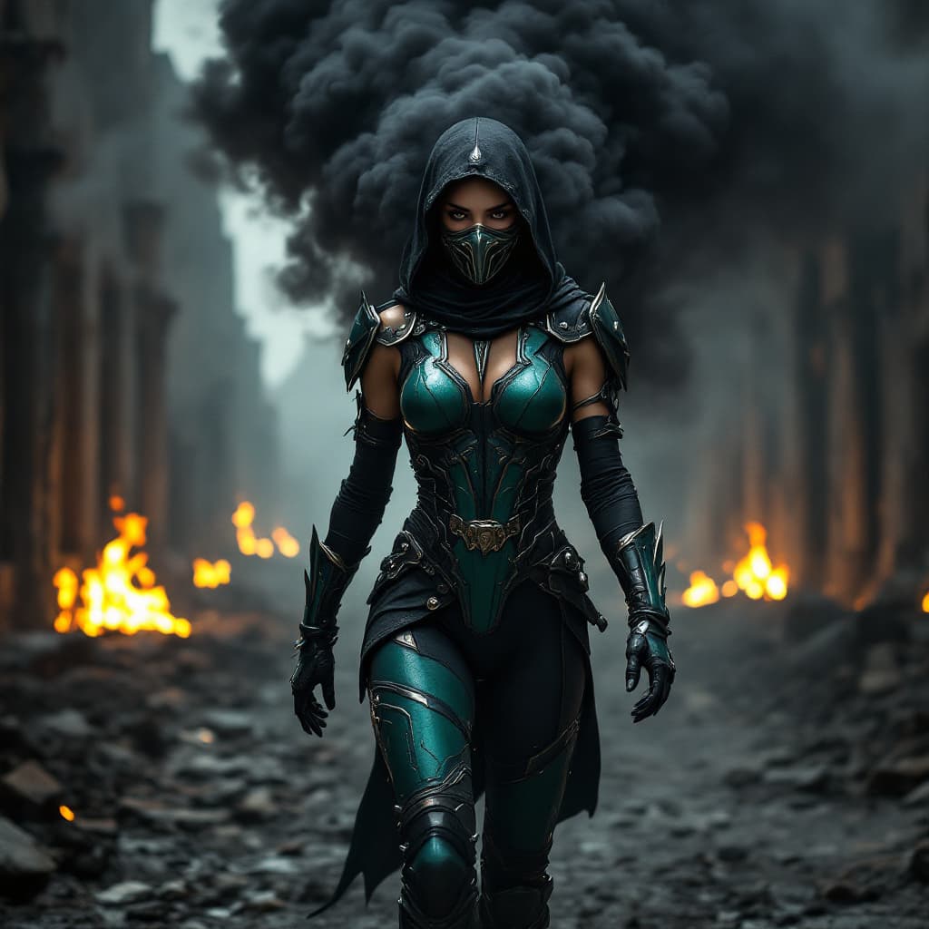 AI generated: "An ultra-realistic ninja warrior, inspired by the Mortal Kombat universe, walks confidently towards...