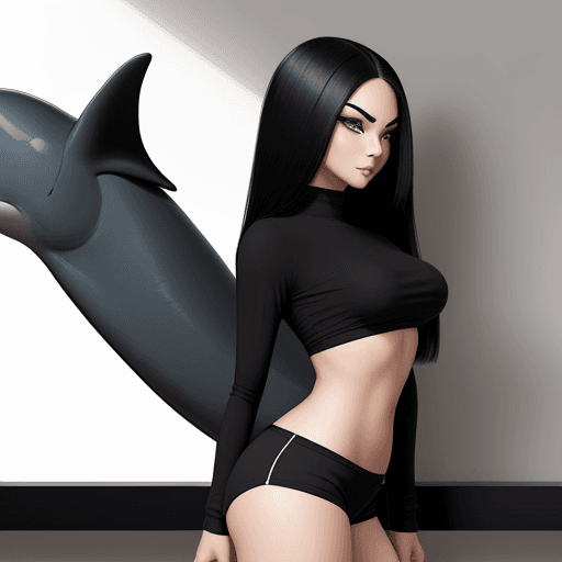 AI generated: A snapshot of a woman with a detailed, fair complexion and a curvy physique. She has sleek, straight...