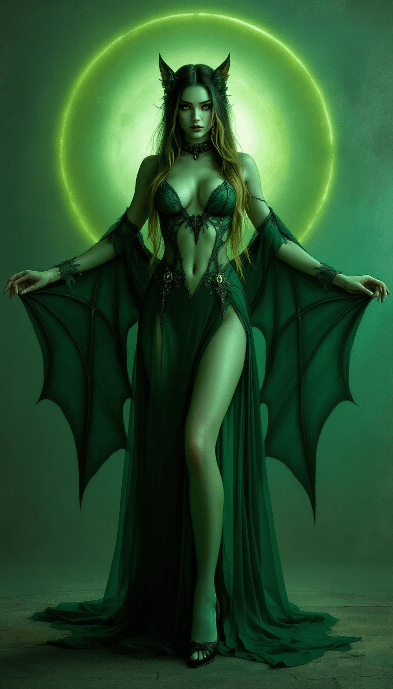 AI generated: A beautiful asian woman with a mystical, body cut in half from the torso, confidently standing with ...