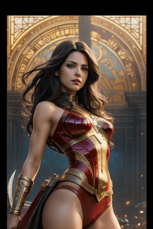 AI generated: highly detailed cartoon rendering of Wonder girl