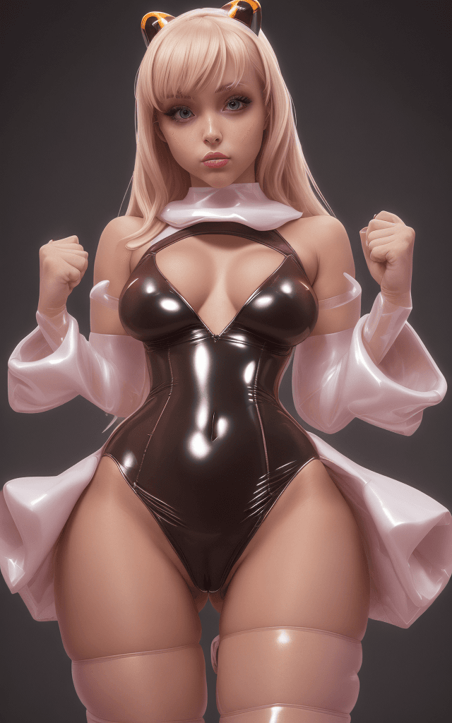AI generated: high-resolution --glitch 500, full-close photo of an attractive dd-cup instagram cameltoe model wear...