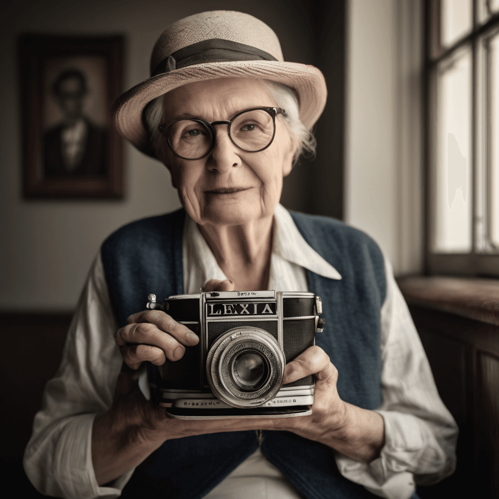 AI generated: A seasoned 60-year-old vintage photographer, employing the Lexia ClassicCapture 1950, captures momen...