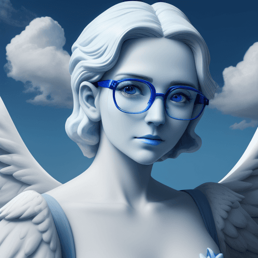 AI generated: facionist angel with blue glasses and clouds,8k