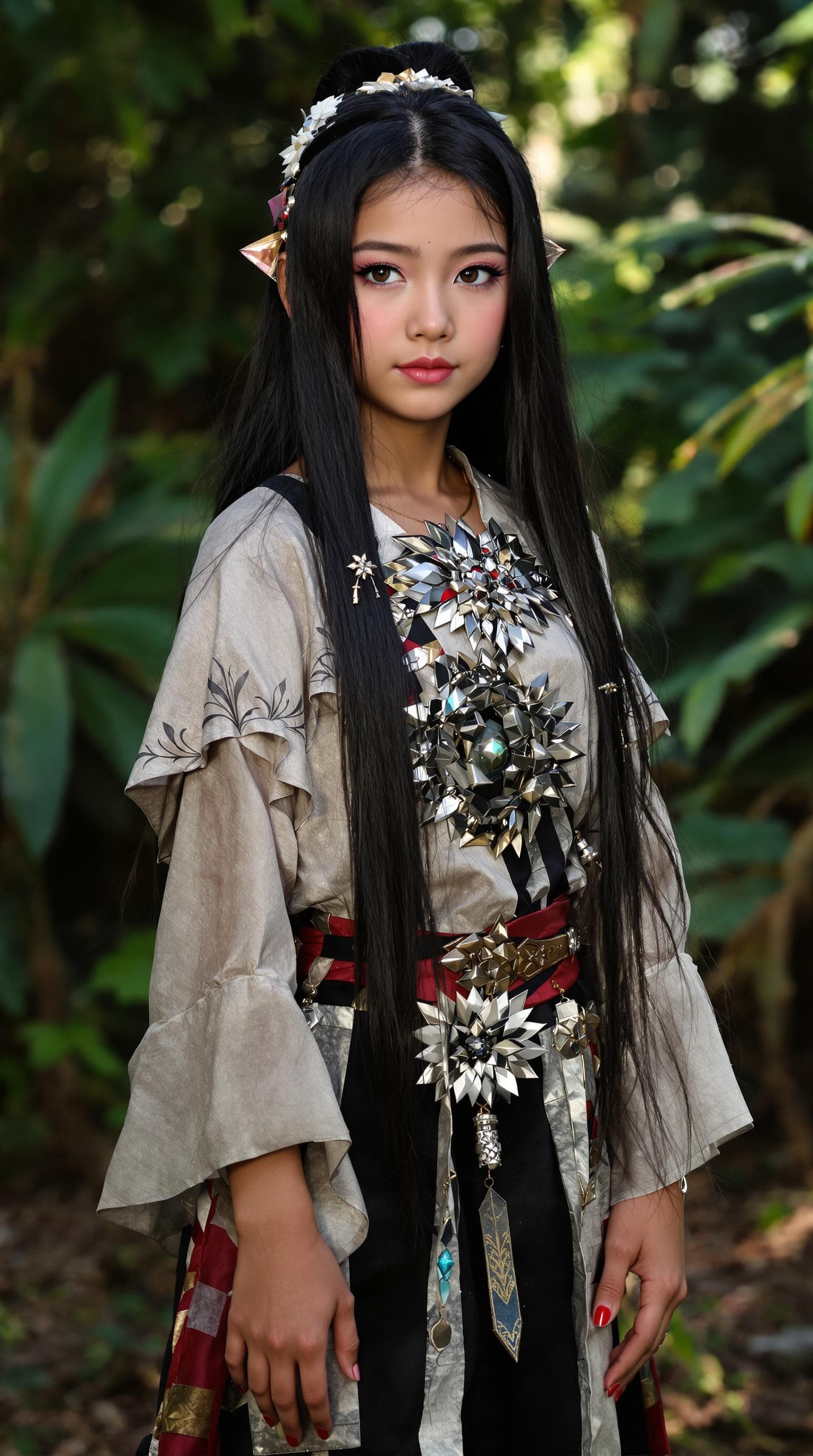 AI generated: a professional photo of a exceptionally beautiful in the world, Filipinos warrior  (age 9), (nine ye...