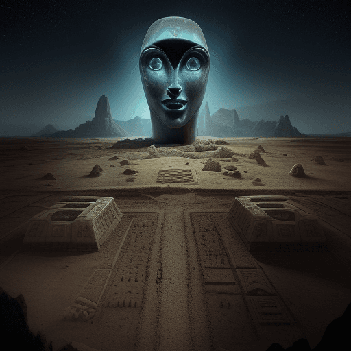 AI generated: a detailed scene in which Earth scientists uncover an ancient alien archaeological site on a distant...