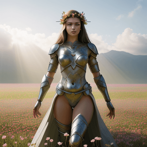 AI generated: hyperrealistic portrait of gorgeous goddess | standing in field full of flowers | detailed gorgeous ...