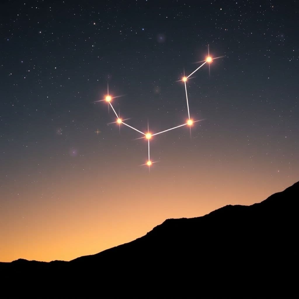 AI generated: constellation of Orion, with shinning hearts 