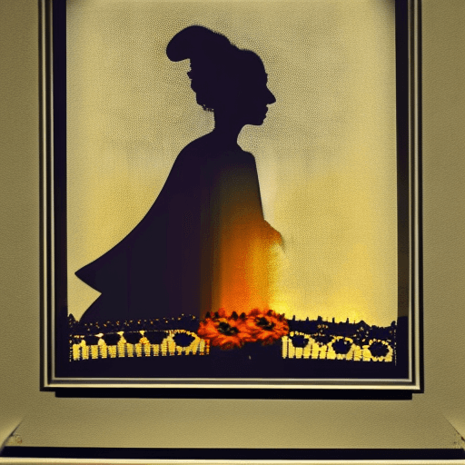 AI generated: 
captivating photograph, two silhouetted figures stand against the twilight sky, their profiles etch...