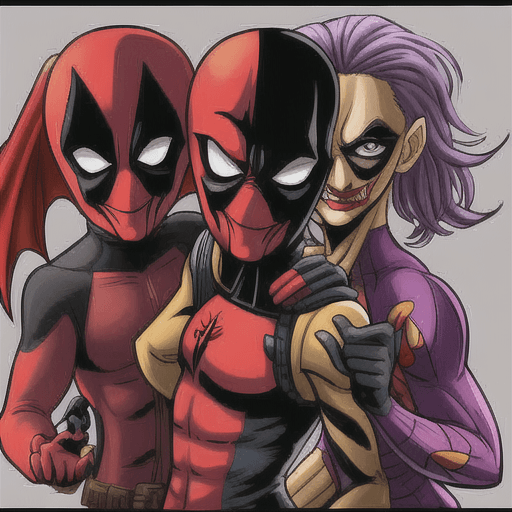 AI generated: Deadpool joker batman flash fusion