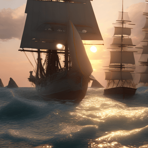 AI generated: Photo of a ultra realistic sailing ship, dramatic light, pale sunrise, cinematic lighting, battered,...