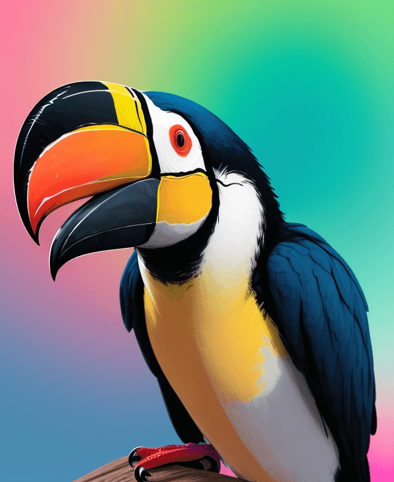 AI generated: Freeze the vibrant and exotic face of a toucan captain america, focusing on the colorful beak and th...