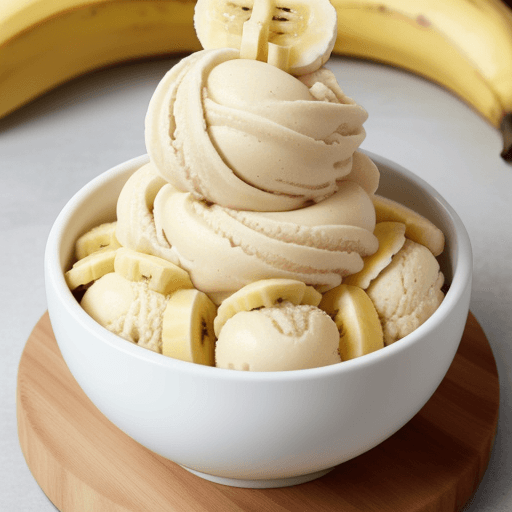 AI generated: Banana ice cream in a bowl with banana decoration on top, looks delicious