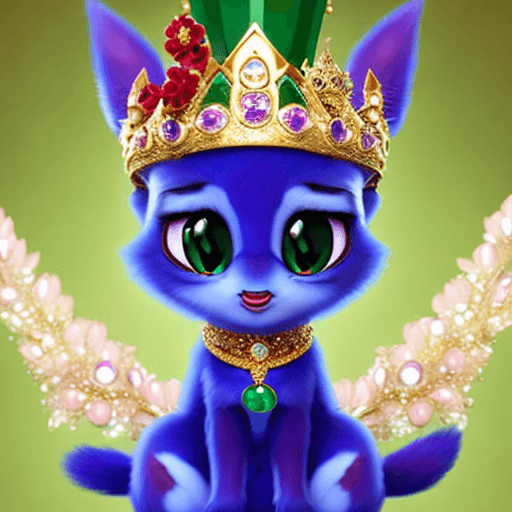 AI generated: Pixar style, realistic, Chinese style super cute [animal] , emerald crown, costume wearing, royal co...