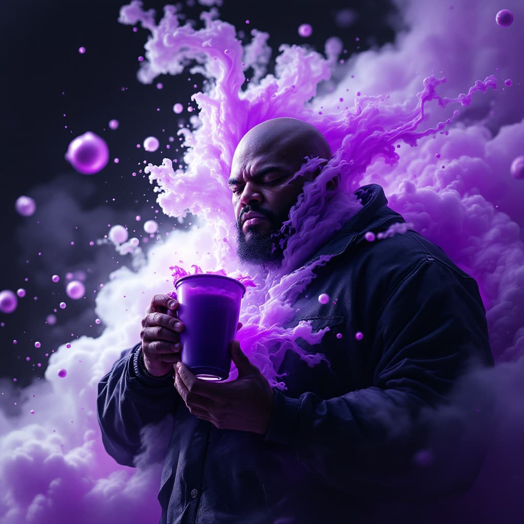 AI generated: dave blunts a big very very fat bald black rapper with no facial hair controlling the elements with ...