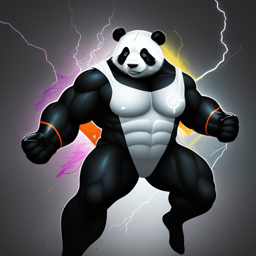 AI generated: Create a vibrant and dynamic illustration of a powerful panda depicted as a superhero.The panda shou...