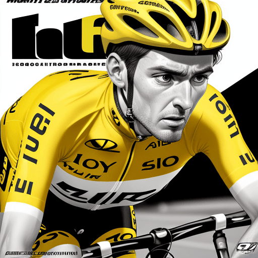 AI generated: highly-detailed drawing of a Sports Illustrated cover photo, Tour de France, Yellow Jersey, in the s...