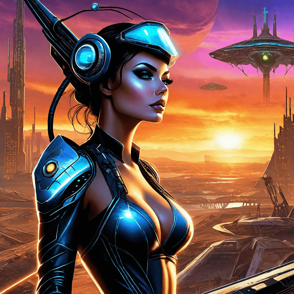 AI generated: A futurepunk world, female artificial synthetic intelligence portrait, fantastical attractive beauti...