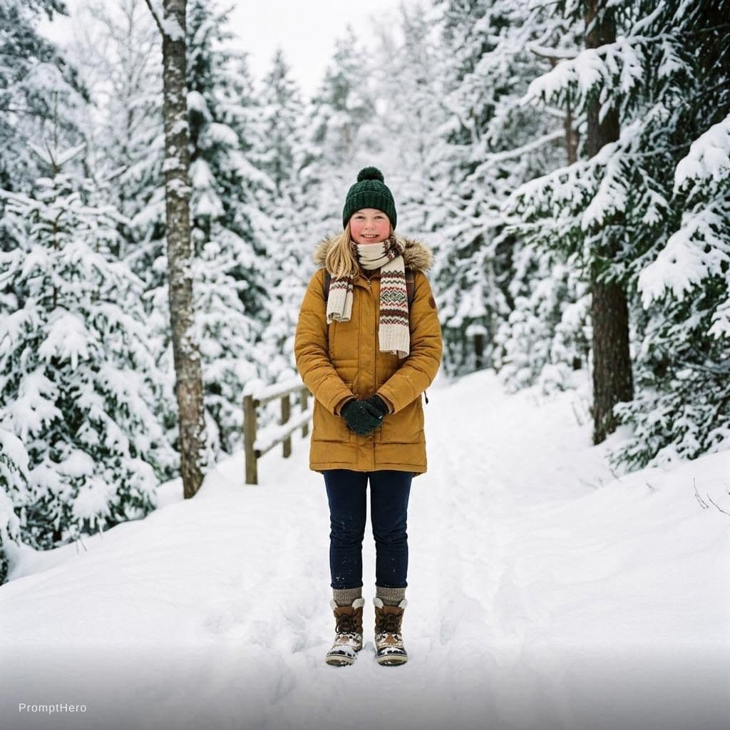 AI generated: girl standing In the snow
