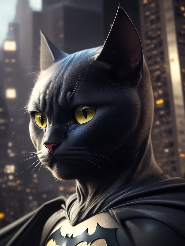 AI generated: batman-cat, hyper detalic, cinematic, animation, 8k