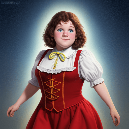 AI generated: Javier Milei as Dorothy from wIZARD OF OZ, fat, double chin, 
photorealistic, disney character, full...