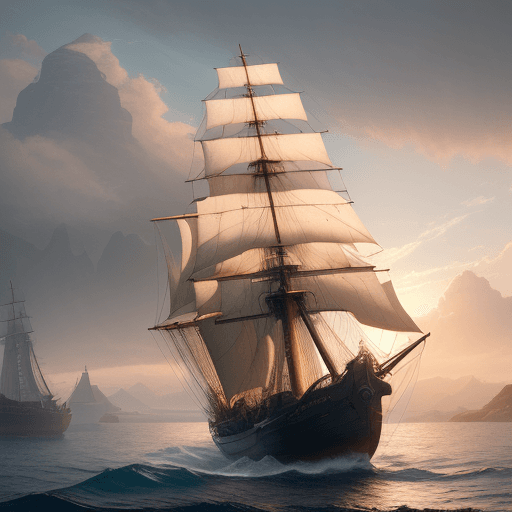 AI generated: Photo of a ultra realistic sailing ship, dramatic light, pale sunrise, cinematic lighting, battered,...