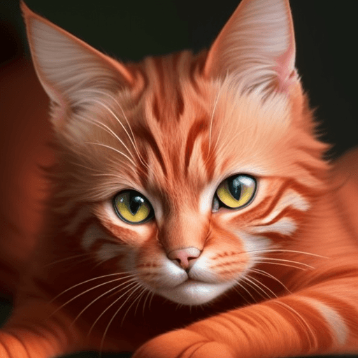 AI generated: Red cat cunning, unusual eyes, cheerful, beautiful, elegant, realistic,