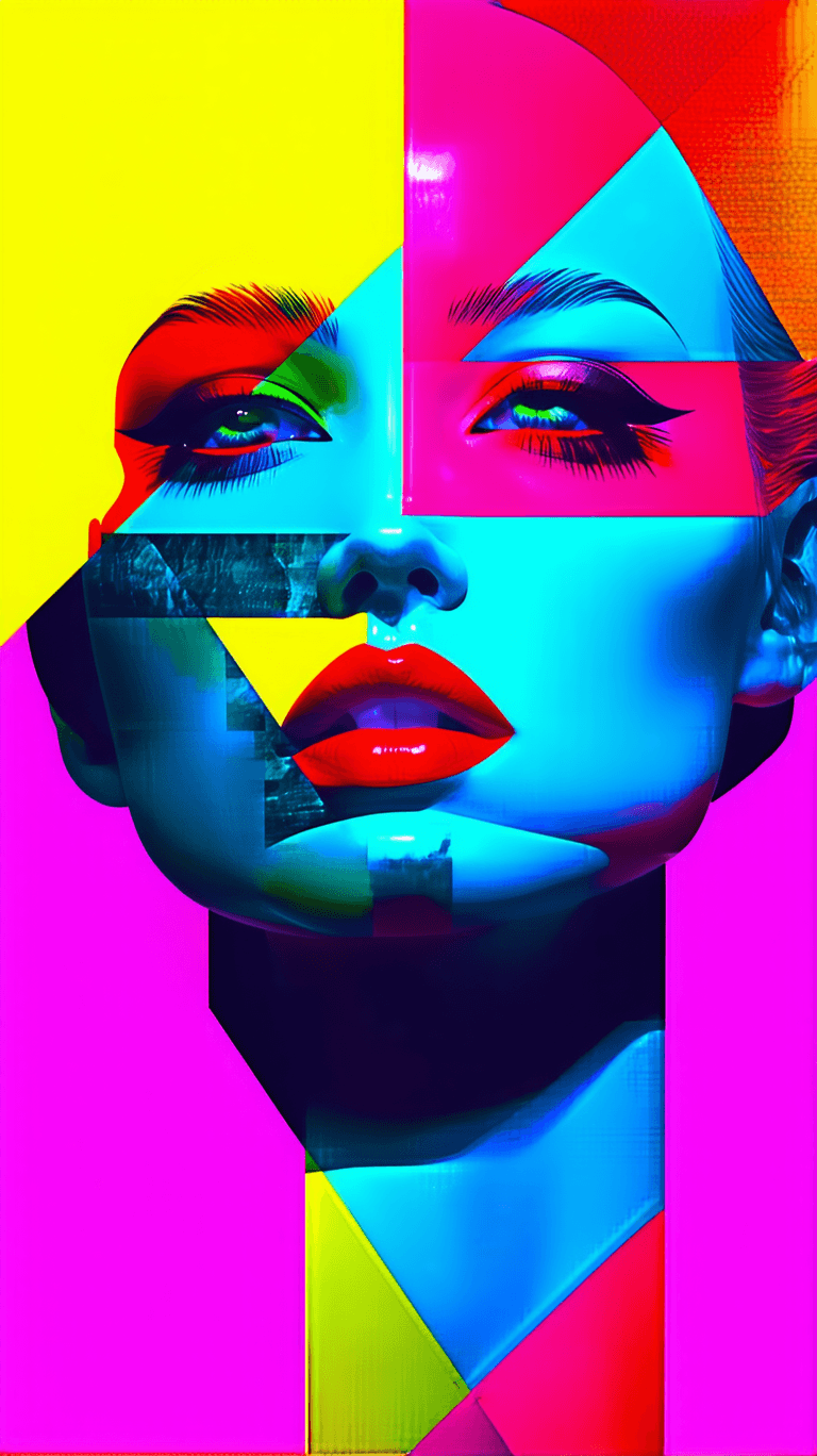 AI generated: Digital pop art illustration, female  new pop art bllended with art deco style, vibrant colors, ultr...