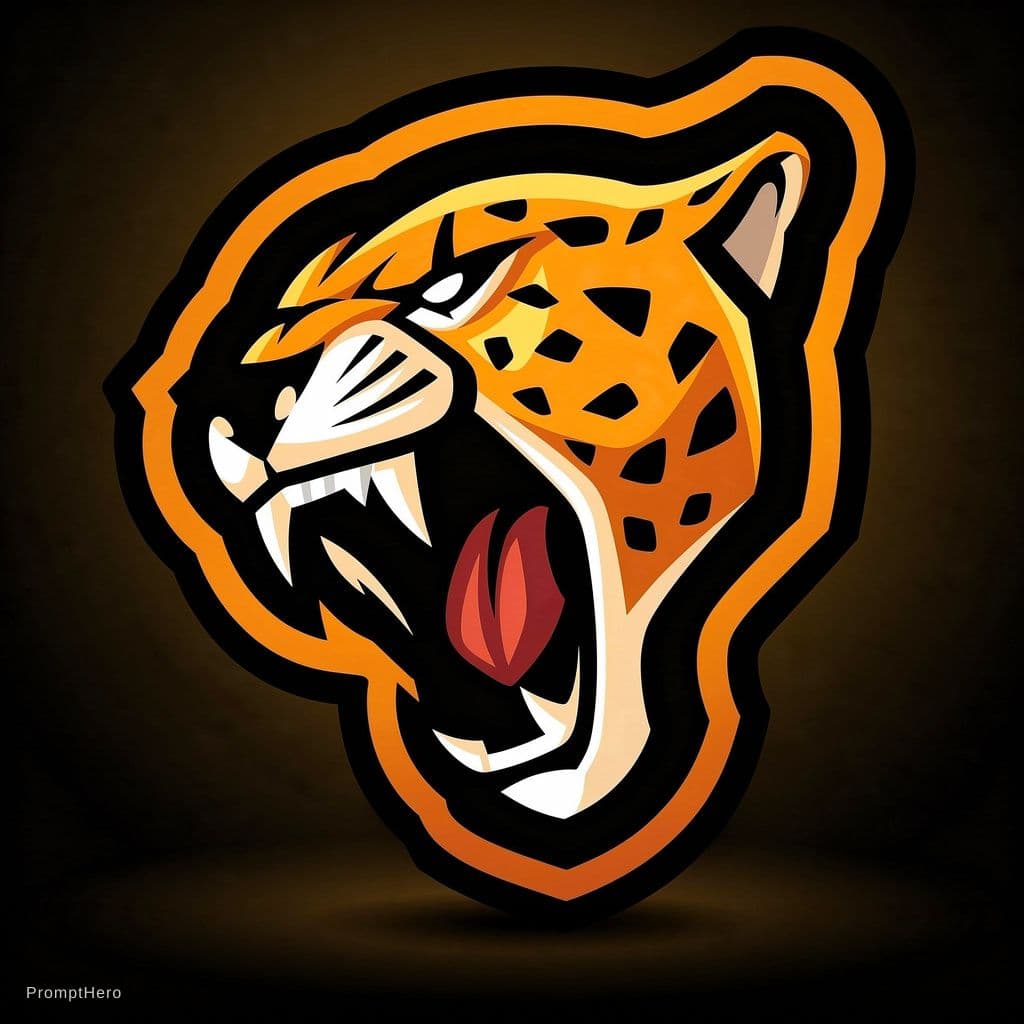 AI generated: Ultra professional esports mascot logo design of a roaring leopard head, fierce aggressive expressio...