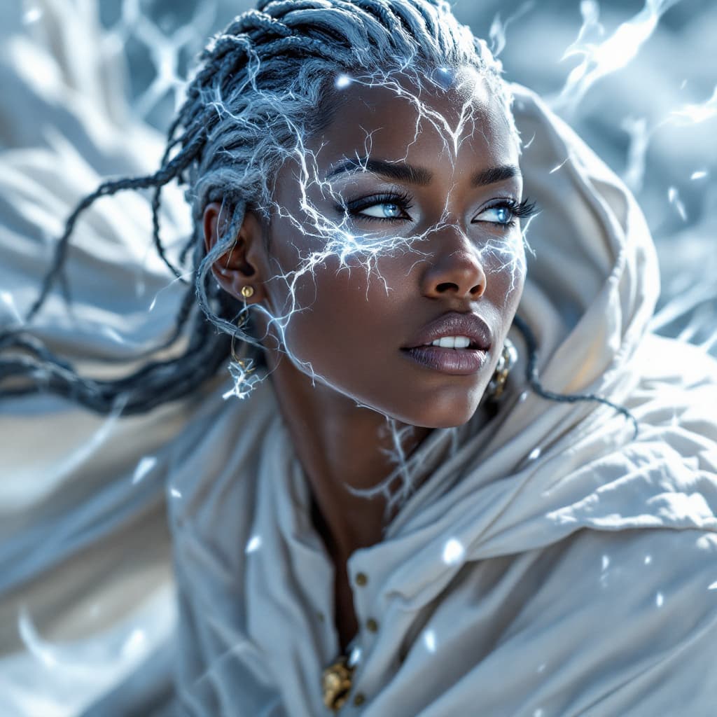 AI generated: Transform to extreme vivid fantasy realism style art, ultra-detailed masterpiece, depiction of Storm...